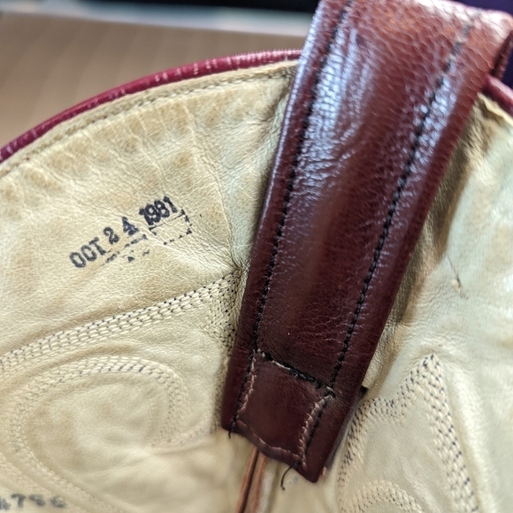 Larry Mahan vintage 1981 men\'s sz 9D Burgundy red leather Cowboy Western Boots